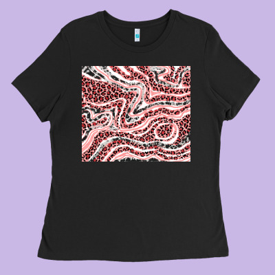 Pinky Leopard And Cowhide Valentine's Day Ladies Tee Designed By Ranaportraitstore