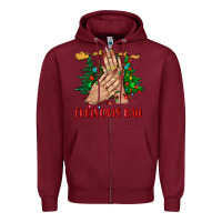 Burgundy christmas nail bbs Zipper Hoodie - BundleAndBundleShop