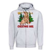 Heather Grey christmas nail bbs Zipper Hoodie - BundleAndBundleShop