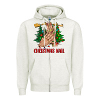 Oatmeal Heather christmas nail bbs Zipper Hoodie - BundleAndBundleShop