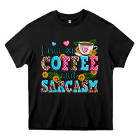 Black i run on coffee and sarcasm Heavy Core Tee - Zillion Design Studio