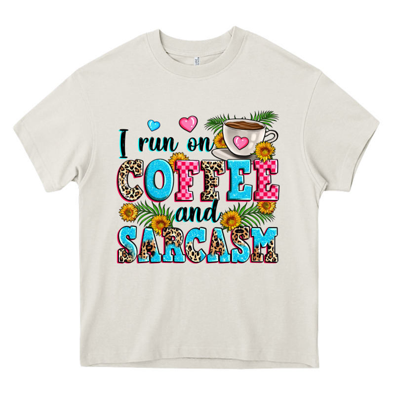 I Run On Coffee And Sarcasm Heavy Core Tee by Zillion Design Studio | Teevron