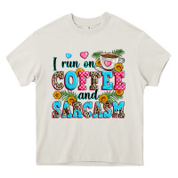 Cream i run on coffee and sarcasm Heavy Core Tee - Zillion Design Studio