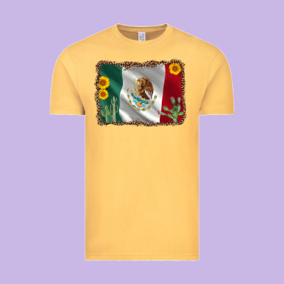 Mexico Flag Sunflower Cactus Vintage Tee Designed By Adodesignshop