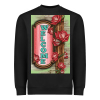 Black Western Red Roses Welcome Heavyweight Sweatshirt - LillyAllenDesigns