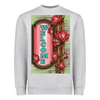 Heather Grey Western Red Roses Welcome Heavyweight Sweatshirt - LillyAllenDesigns