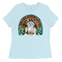 Baby Blue simmental  rainbow Ladies Tee - JahusDesignShop