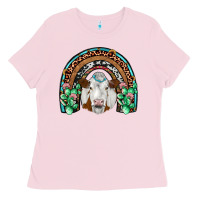 Bubblegum Pink simmental  rainbow Ladies Tee - JahusDesignShop