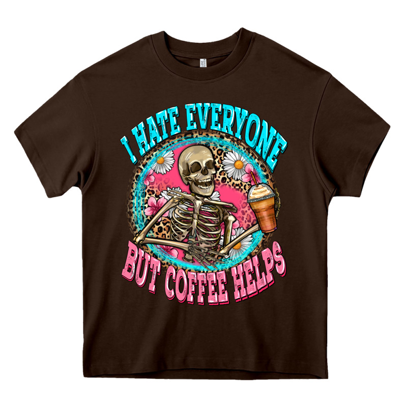 I Hate Everyone But Coffee Helps Heavy Core Tee by Zillion Design Studio | Teevron