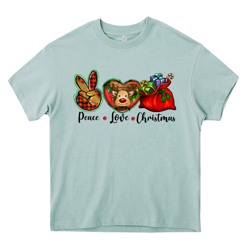 Peace Love Christmas Heavy Core Tee by BarkalooDesign | Teevron