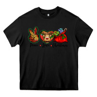 Black peace love Christmas Heavy Core Tee - BarkalooDesign