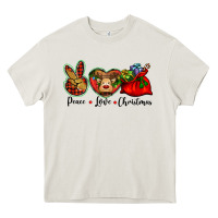 Cream peace love Christmas Heavy Core Tee - BarkalooDesign