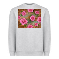 Heather Grey Western Pink Roses Heavyweight Sweatshirt - LillyAllenDesigns