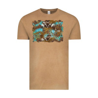 Vintage Camel western leopards and turquoise with cowhide background Vintage Tee - Artiststas