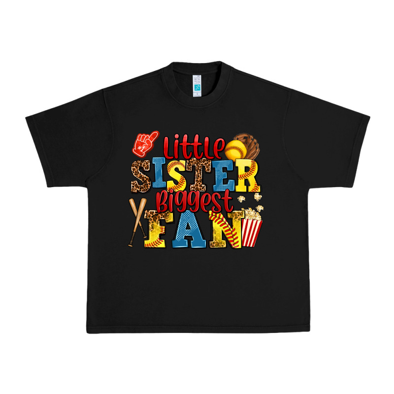Little Sister Biggest Fan Softball Urban Heavy Tee by AdoDesignShop | Teevron