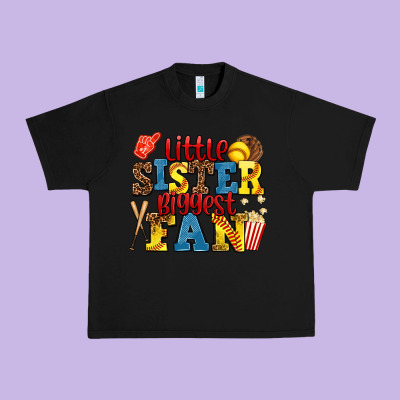Little Sister Biggest Fan Softball Urban Heavy Tee Designed By Adodesignshop
