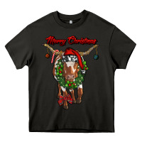 Asphalt merry christmas longhorn cow Heavy Core Tee - RanaPortraitStore