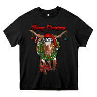 Black merry christmas longhorn cow Heavy Core Tee - RanaPortraitStore