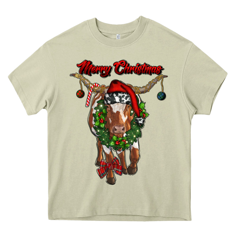 Merry Christmas Longhorn Cow Heavy Core Tee by RanaPortraitStore | Teevron