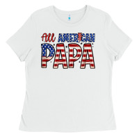 White all American papa Ladies Tee - Zillion Design Studio