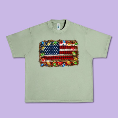 Christmas American Flag Background Urban Heavy Tee Designed By Jasminsmagicworld