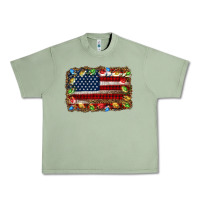 Oil Green christmas american flag background Urban Heavy Tee - Jasminsmagicworld