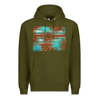 Army Green Serape and Leopard Background Premium Hoodie - texasbilliewilder