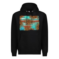 Black Serape and Leopard Background Premium Hoodie - texasbilliewilder