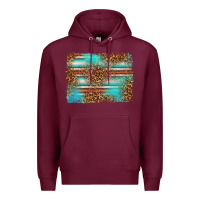 Burgundy Serape and Leopard Background Premium Hoodie - texasbilliewilder