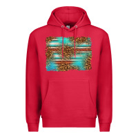 Cardinal Serape and Leopard Background Premium Hoodie - texasbilliewilder