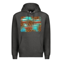 Charcoal Heather Serape and Leopard Background Premium Hoodie - texasbilliewilder