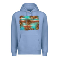 Colony Blue Serape and Leopard Background Premium Hoodie - texasbilliewilder