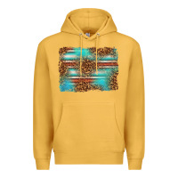 Mustard Serape and Leopard Background Premium Hoodie - texasbilliewilder