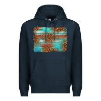 Navy Serape and Leopard Background Premium Hoodie - texasbilliewilder