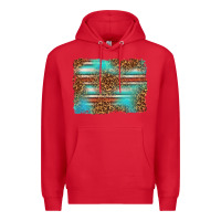 Red Serape and Leopard Background Premium Hoodie - texasbilliewilder