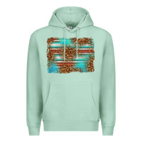 Seafoam Serape and Leopard Background Premium Hoodie - texasbilliewilder