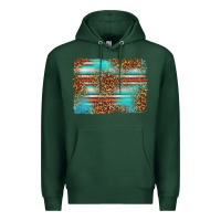 Sports Green Serape and Leopard Background Premium Hoodie - texasbilliewilder