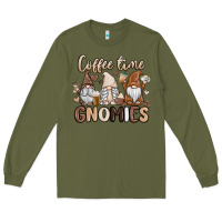 Army Green coffee time gnomies Long Sleeve Tee - MaliasSmallBusiness