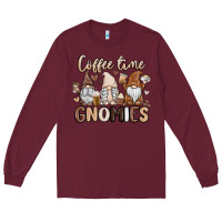 Burgundy coffee time gnomies Long Sleeve Tee - MaliasSmallBusiness