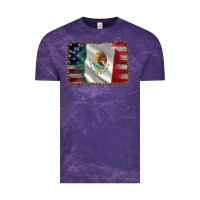 Cloud Purple mexico flag and usa flag Vintage Tee - AdoDesignShop