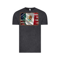 Vintage Black mexico flag and usa flag Vintage Tee - AdoDesignShop