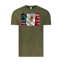 Vintage Olive mexico flag and usa flag Vintage Tee - AdoDesignShop