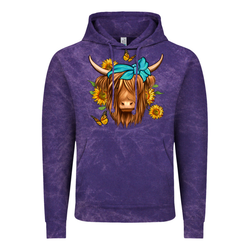 Sunflower Long Haired Cow Vintage Hoodie by Jasminsmagicworld | Teevron