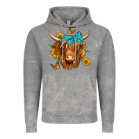 Cloud Rock sunflower long haired cow Vintage Hoodie - Jasminsmagicworld