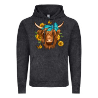 Vintage Black sunflower long haired cow Vintage Hoodie - Jasminsmagicworld