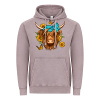 Vintage Zinc sunflower long haired cow Vintage Hoodie - Jasminsmagicworld