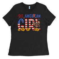 Black all american girl Ladies Tee - Zillion Design Studio