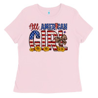 Bubblegum Pink all american girl Ladies Tee - Zillion Design Studio