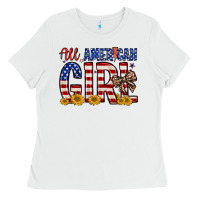 White all american girl Ladies Tee - Zillion Design Studio