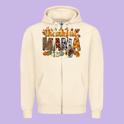 Thankful Mama Bbs Zipper Hoodie Designed By Bundleandbundleshop